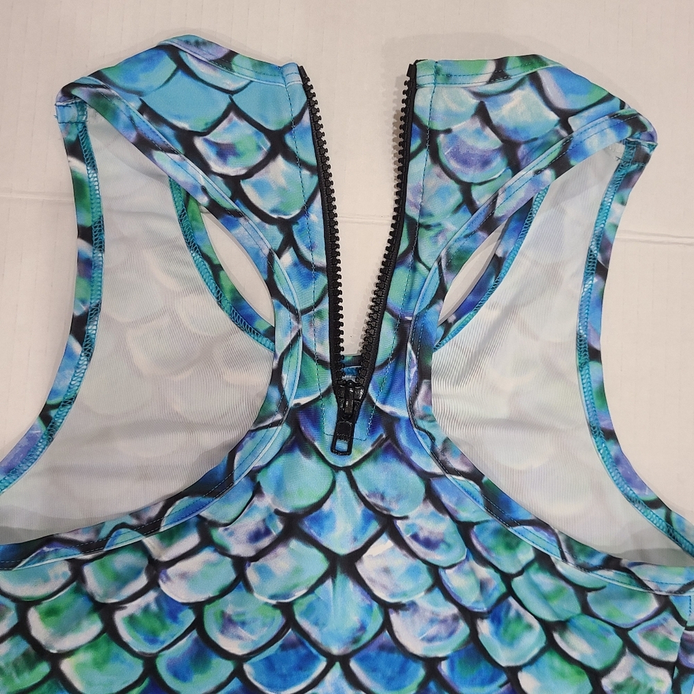 Sport Couture Aqua Blue Mermaid UPF 50+ 1-Piece Swimsuit Sz Youth XL NWT - Picture 5 of 12
